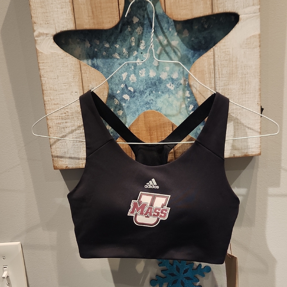 NWT Adidas UMASS Black Padded Sports Bra Women's Sz S